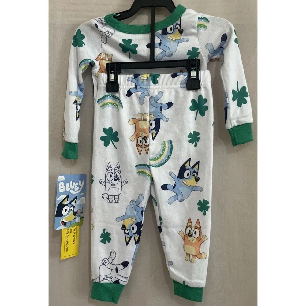 Bluey Unisex 18 Months Boy Girl St. Patrick's Day Pajamas PJs Cotton Long Sleeve